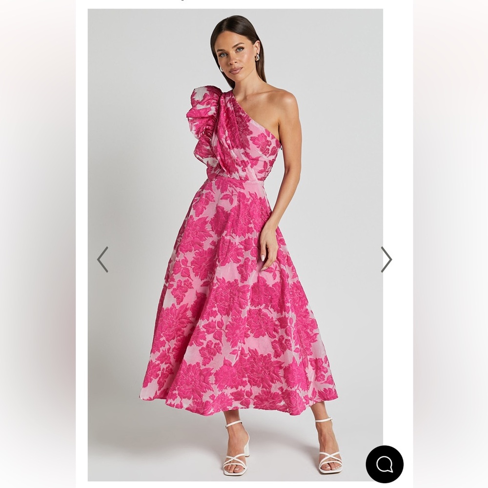 Showpo Fuchsia Floral One Shoulder Dress